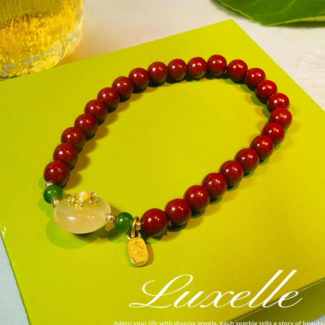 含辰砂工艺品Luxelle路路通多宝朱砂玉髓手串 夏☆【珠翠相映】