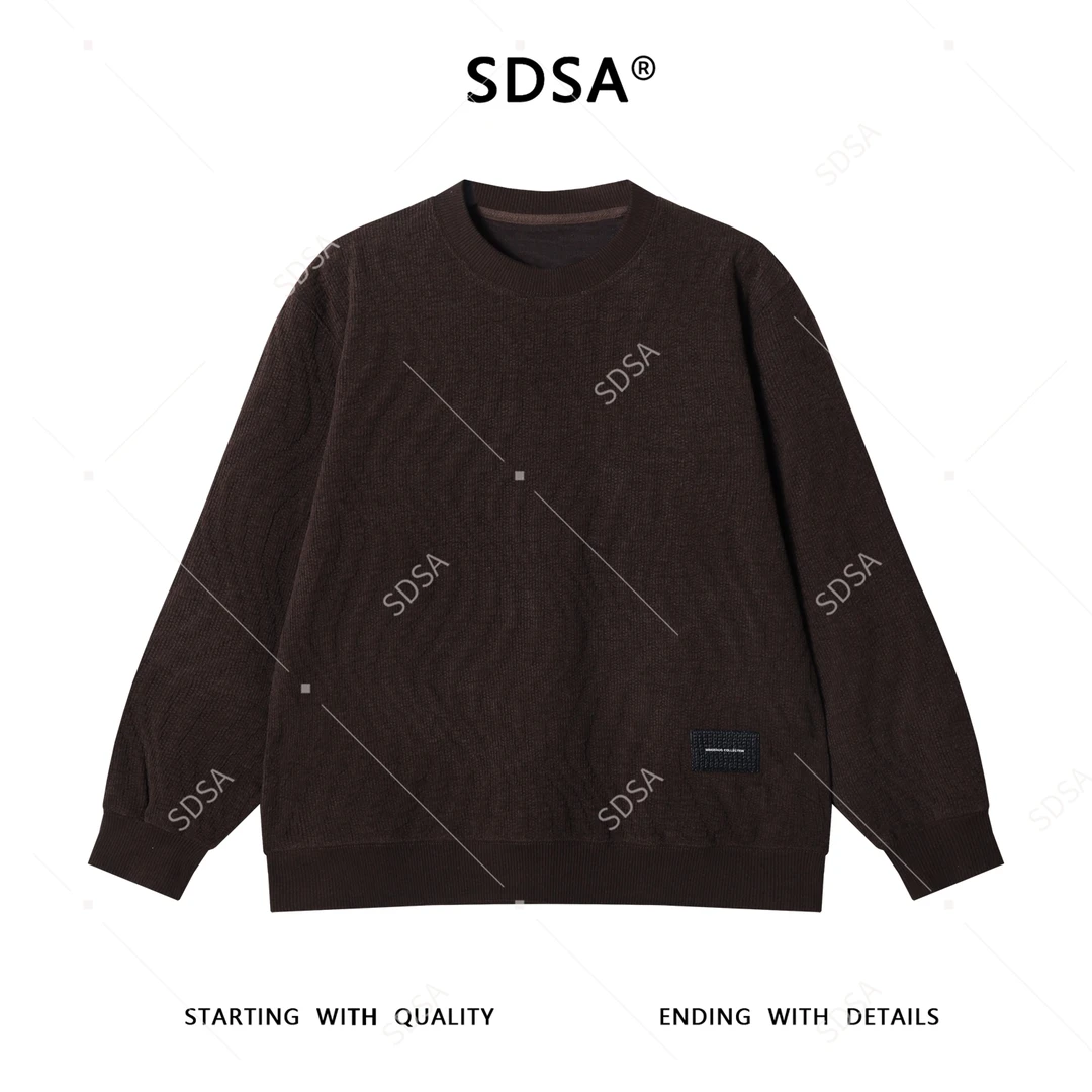 SDSA男士秋冬新款轻奢痞帅男装纯色提花设计圆领卫衣时尚宽松上衣