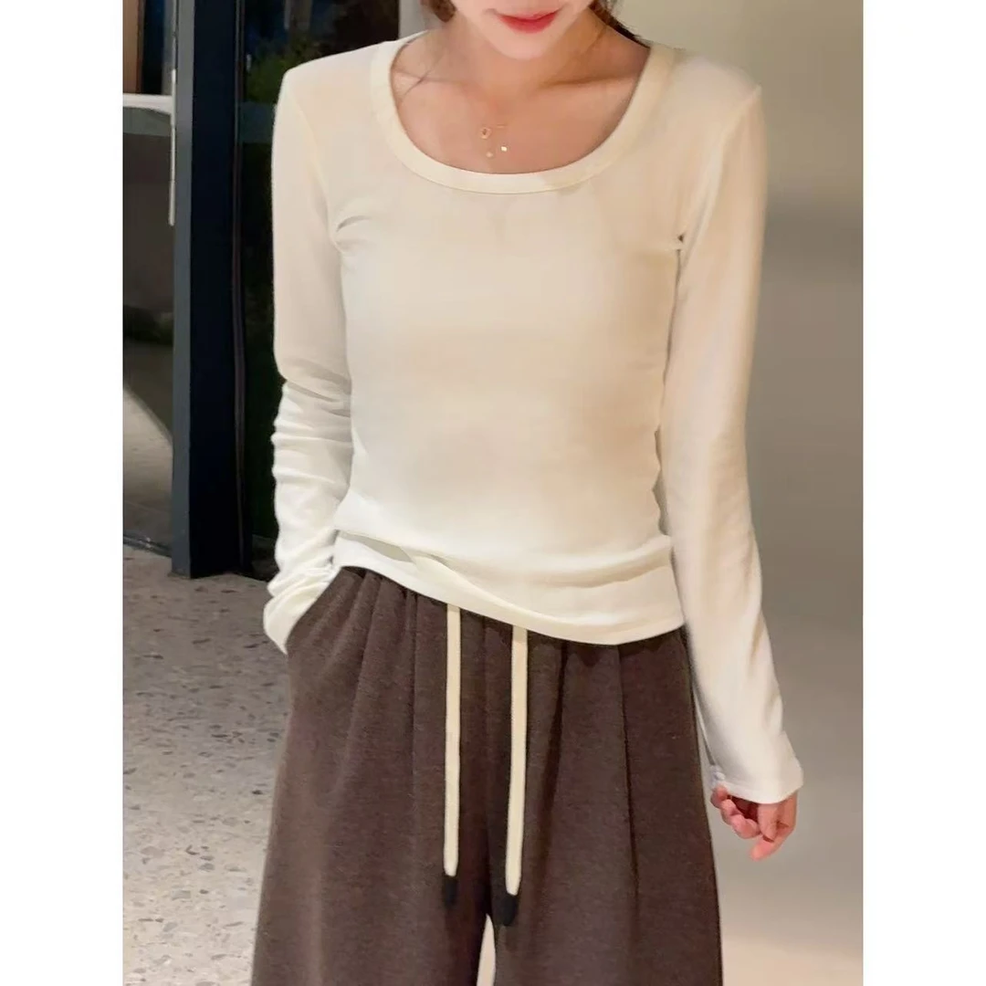 【方领长袖】小允姐姐2025新款气质时尚T恤上衣