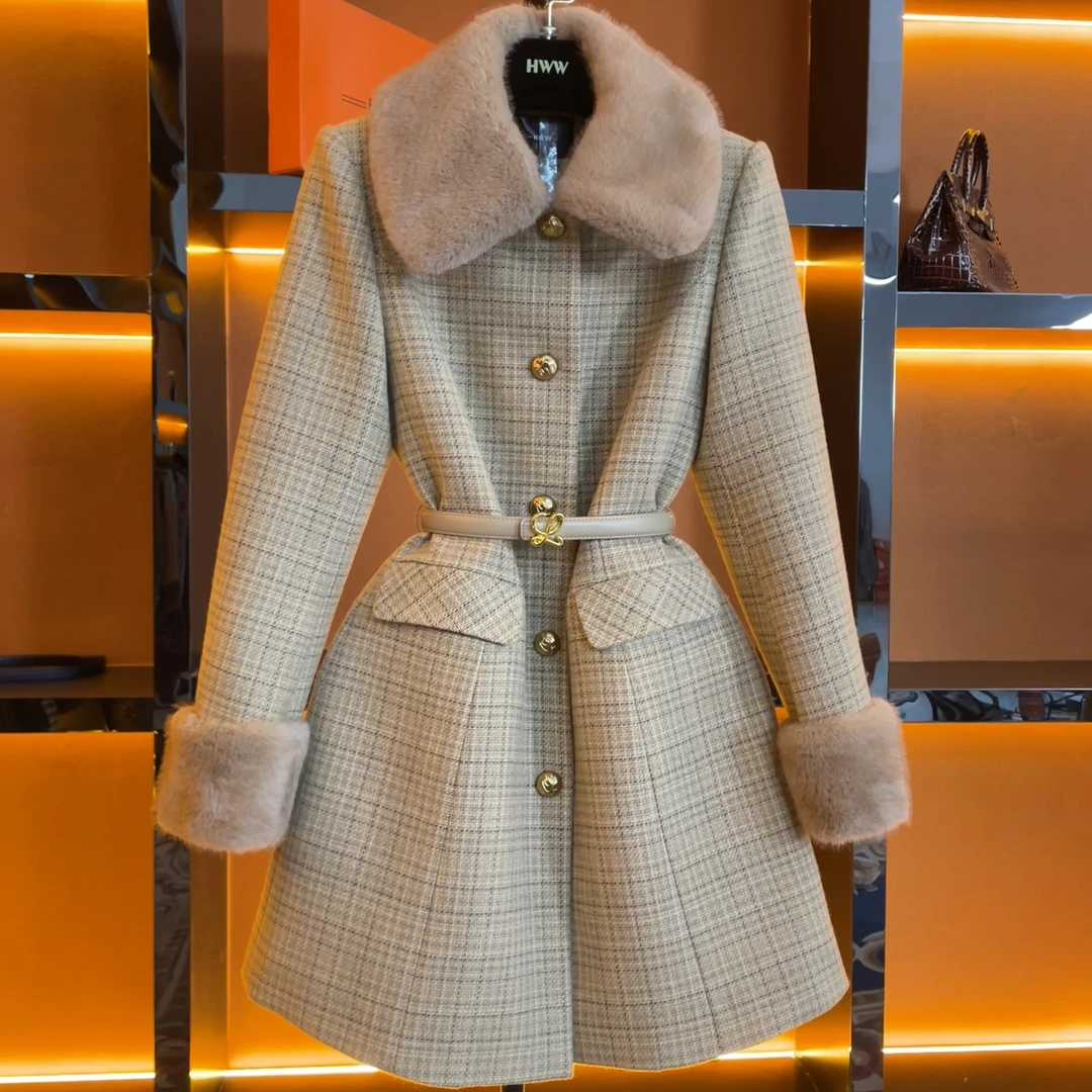 LL/90白鹅绒袖子加绒英伦时尚气质收腰鹅绒服DHZZR408047