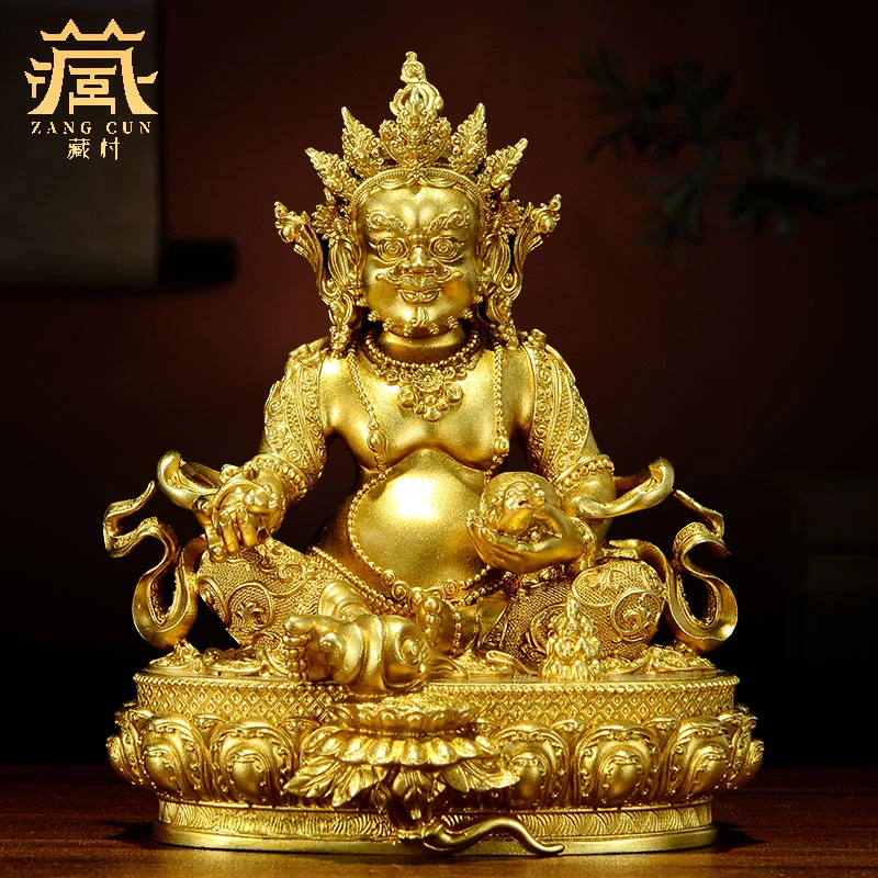 藏村鎏金像摆件《财神随身像》家居装饰铜摆件