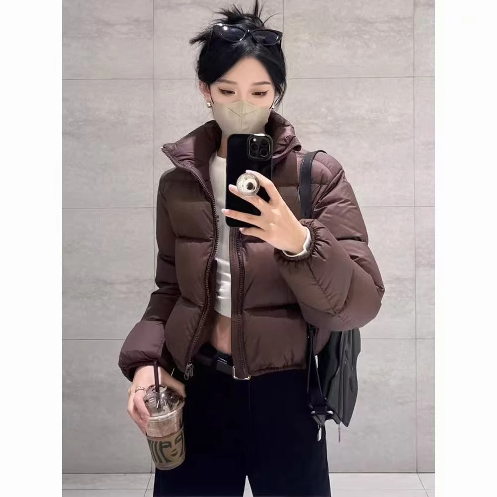 轻奢肯豆风鸭绒羽绒服短款立领加厚面包服小个子新款外套