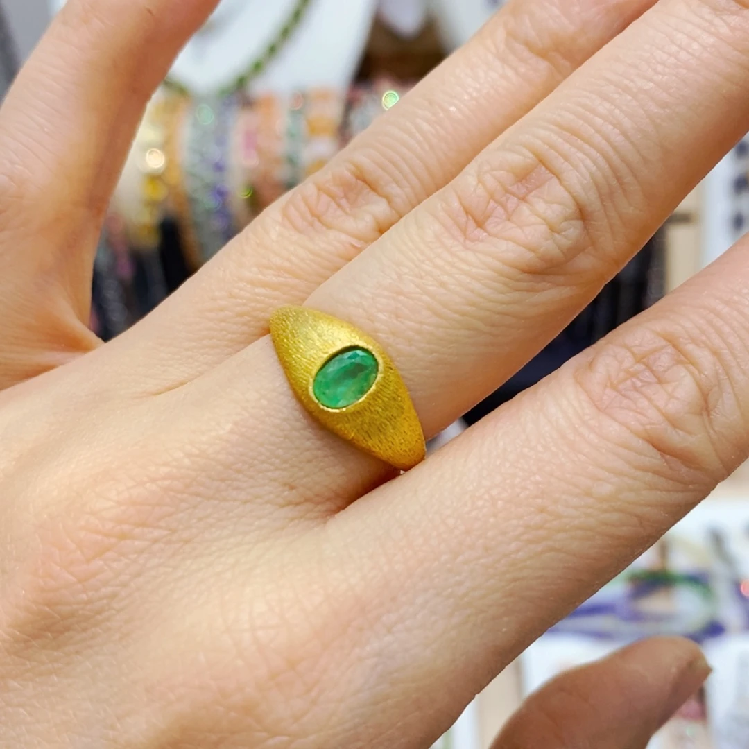 祖母绿戒指银S925镶嵌