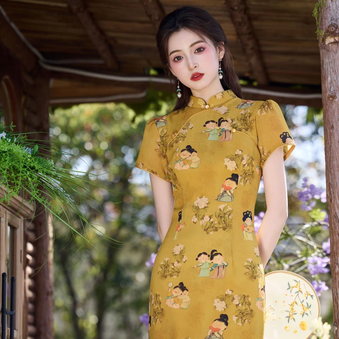 【青未了】2025夏季新款双绉麻中国风改良双层气质旗袍 衣长120
