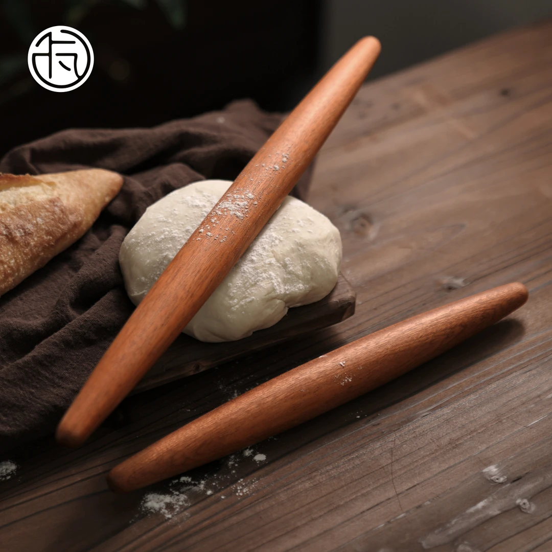 乌檀木实木擀面杖两头尖包饺子皮专用鱼肚擀面棍家用河面擀面棒子
