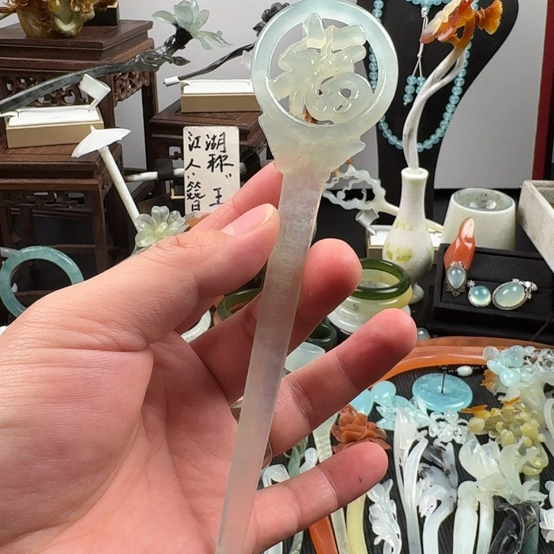 蛇纹石玉未镶嵌发饰