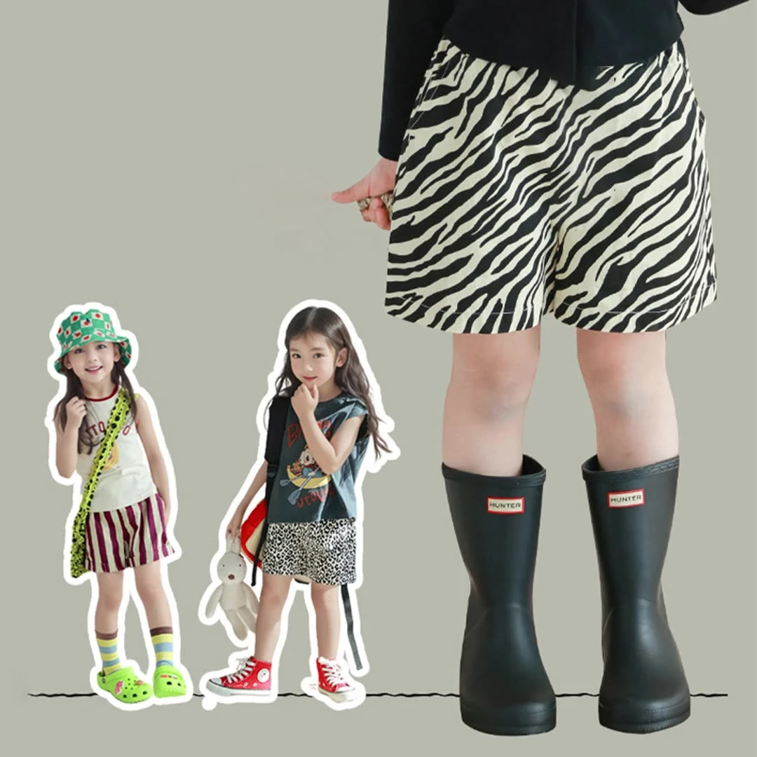 夏季新款舒适女童迷彩卡通短裤宝宝轻薄条纹韩版百搭休闲时尚裤子