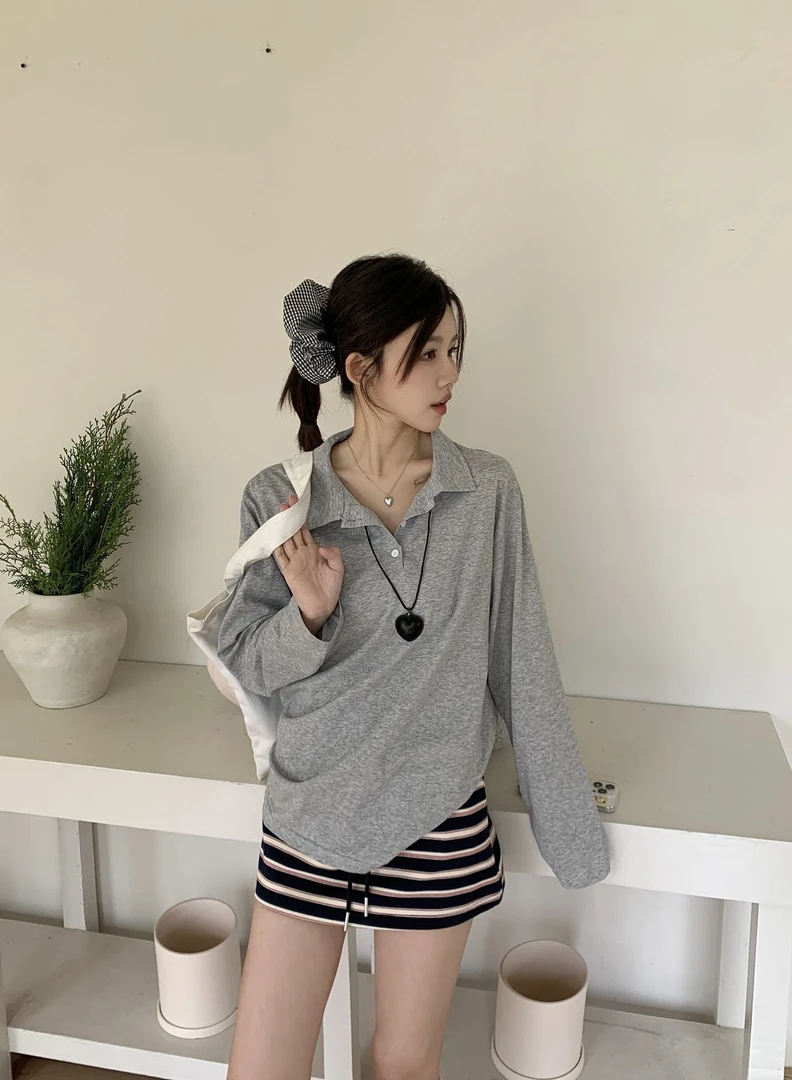 温柔瑶-Eleven#韩版学院风Polo防晒上衣#1598