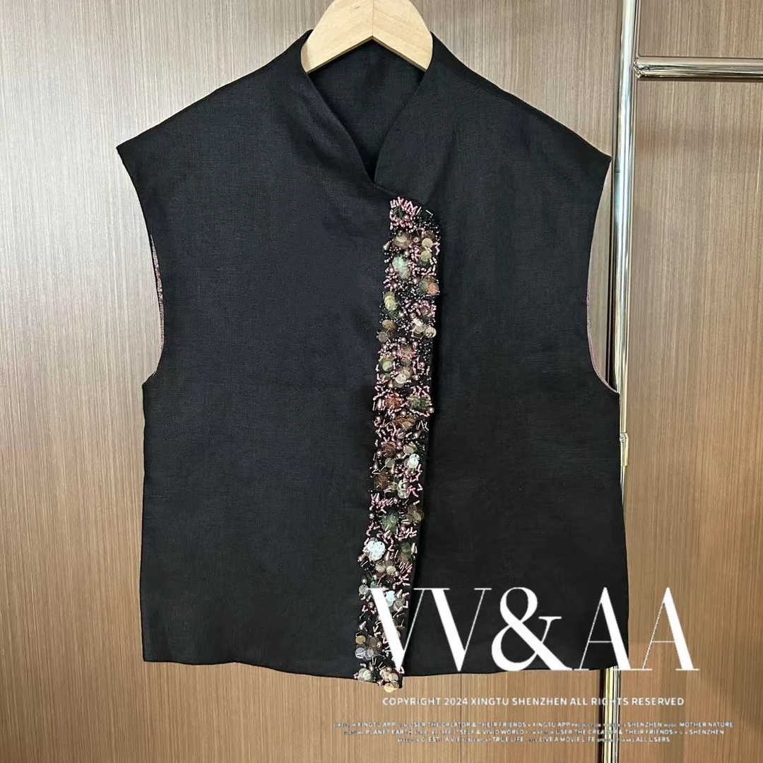 VV&AA 霜月吟 新款设计感小众国风新中式百搭复古马甲 LJ4198