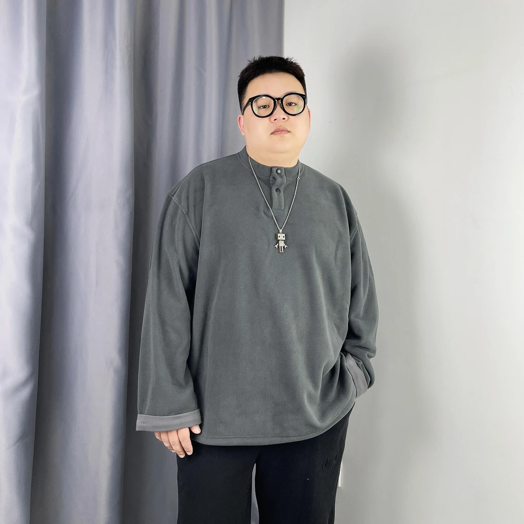 大仙仙儿2025秋季新款男士休闲复古超宽松大码摇粒绒长袖卫衣上衣