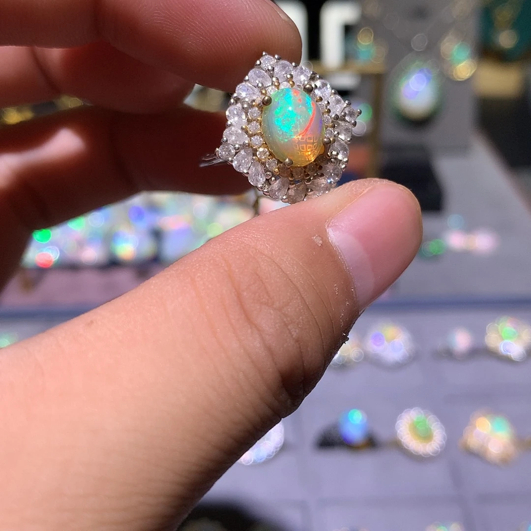 欧泊银S925镶嵌欧泊戒指