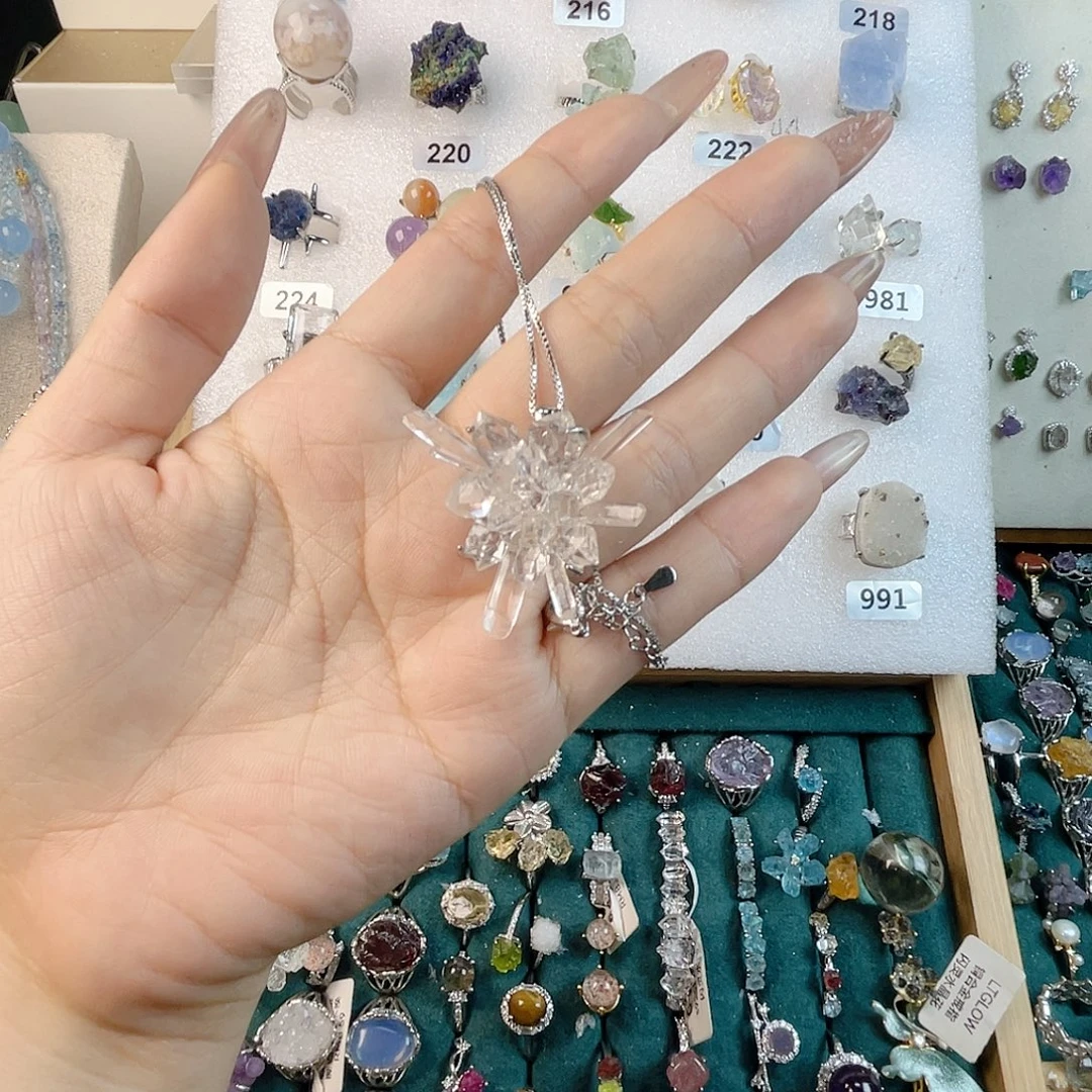 花岗石纯铜锡合金纯铜水晶项链