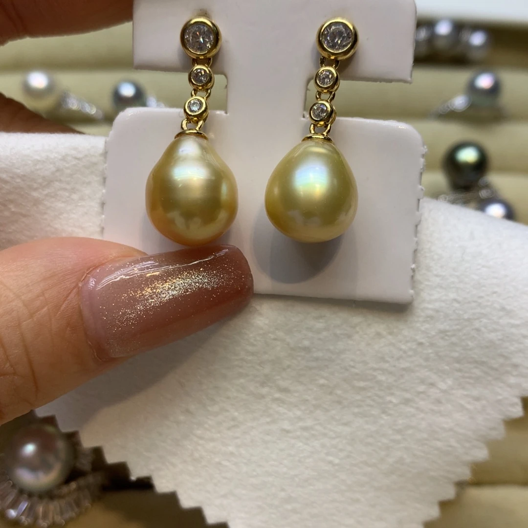 银S925镶嵌耳饰海水珍珠