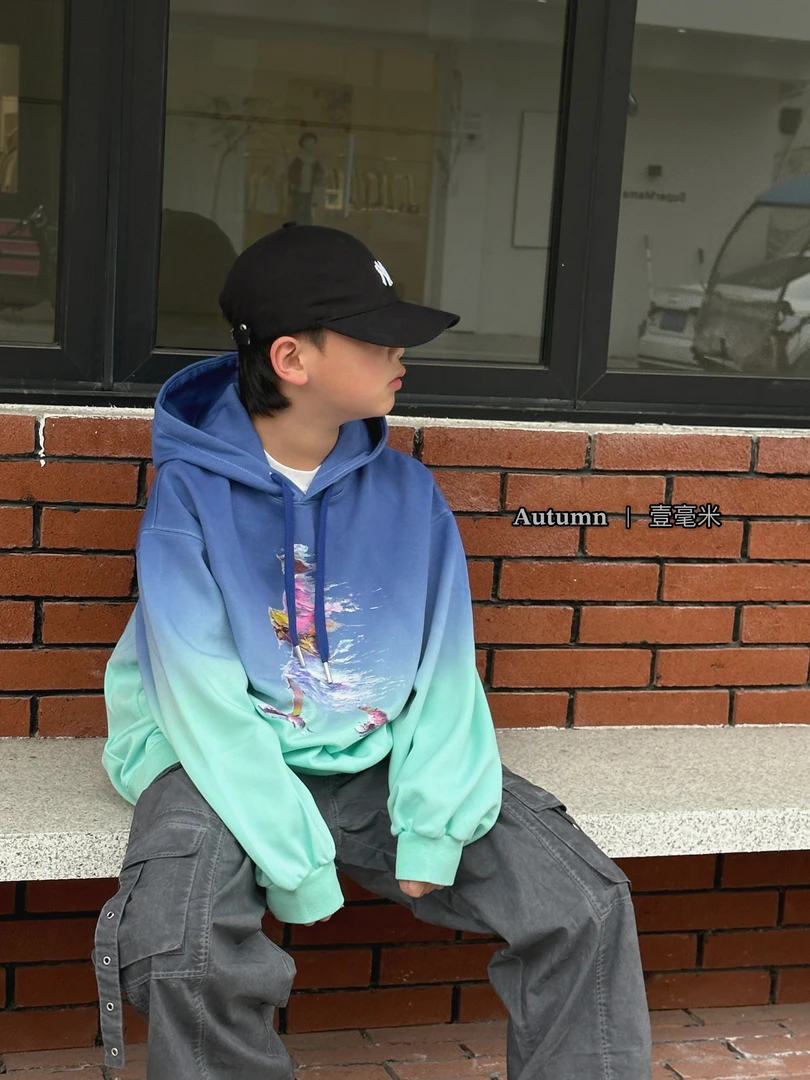 毫 2025 【X】2月11日 男童女童时尚绿色印花卫衣4220-