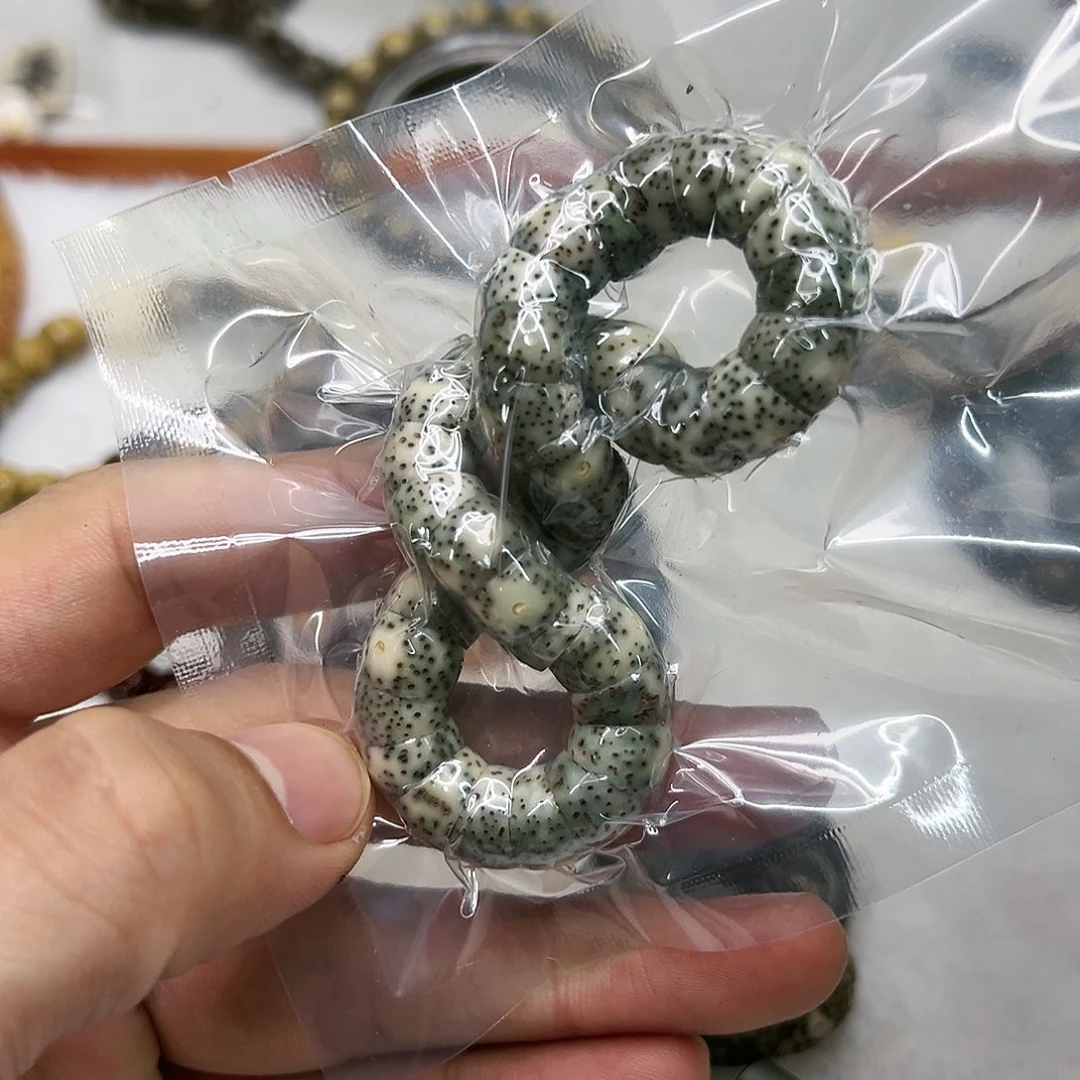 星月菩提手串85荣耀糯冰绿石玉星月菩提单圈猪大肠10