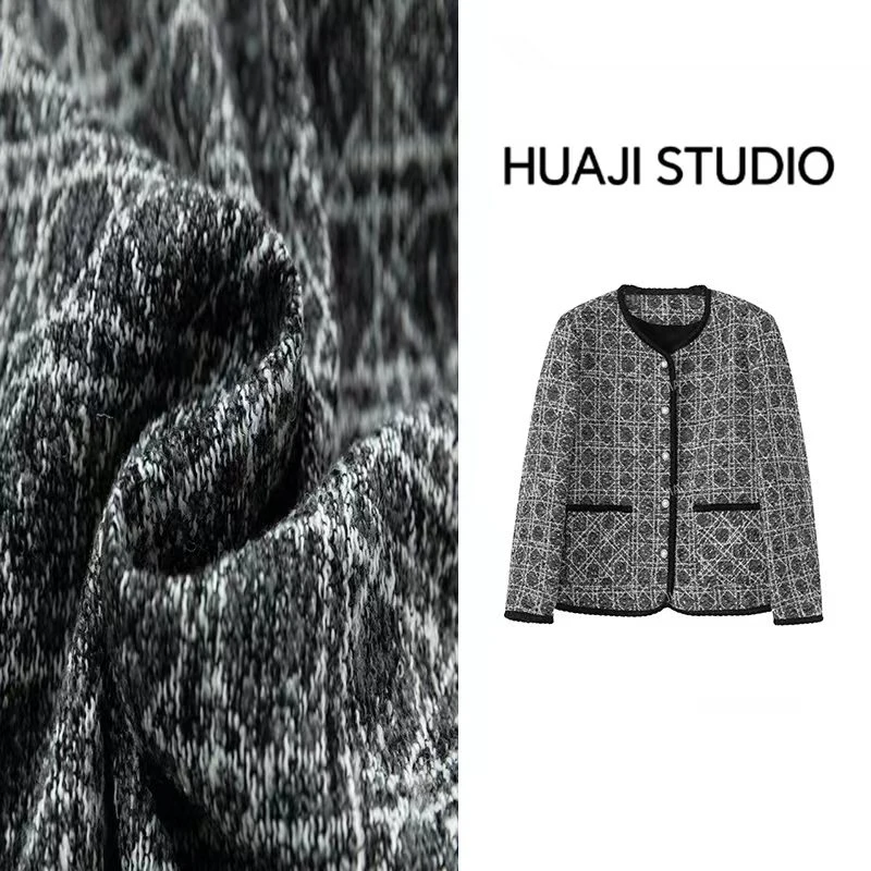 【灼灼韶华】珈艺大码秋冬粗花呢气质短款时尚小香风羊毛外套C520