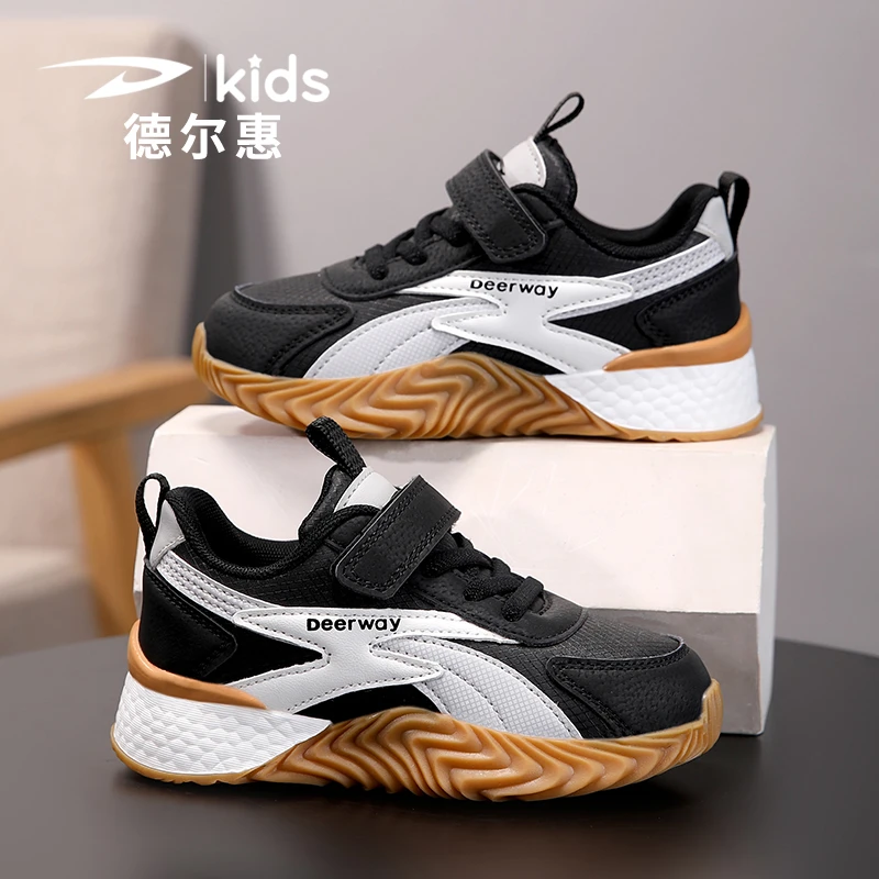 德尔惠童鞋阿甘鞋男童2025新款秋冬儿童男鞋中大童防滑皮面运动鞋
