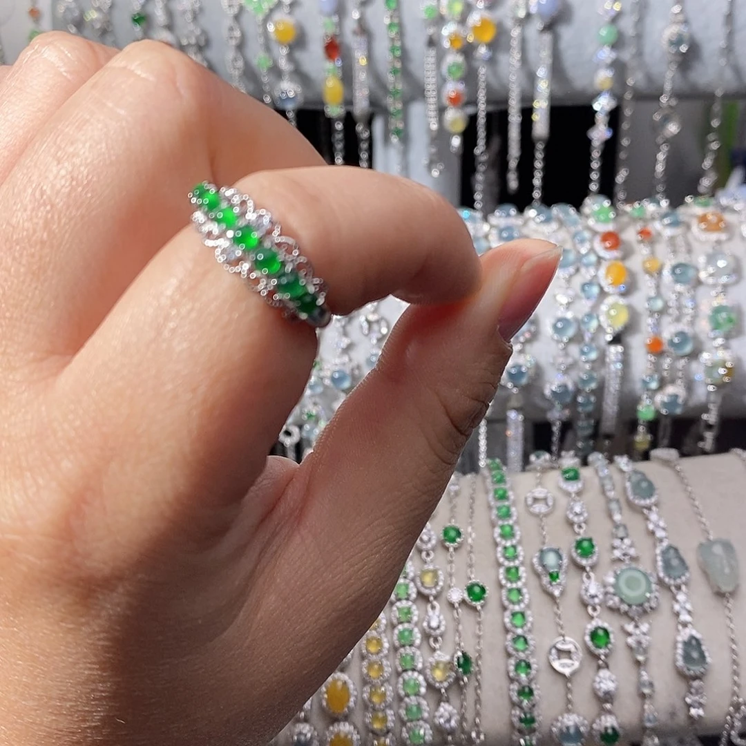 翡翠银S925镶嵌戒指