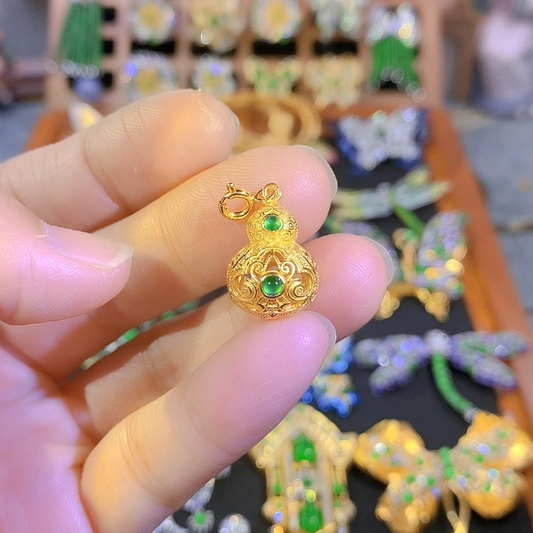 吊坠(不含链)银S925镶嵌翡翠