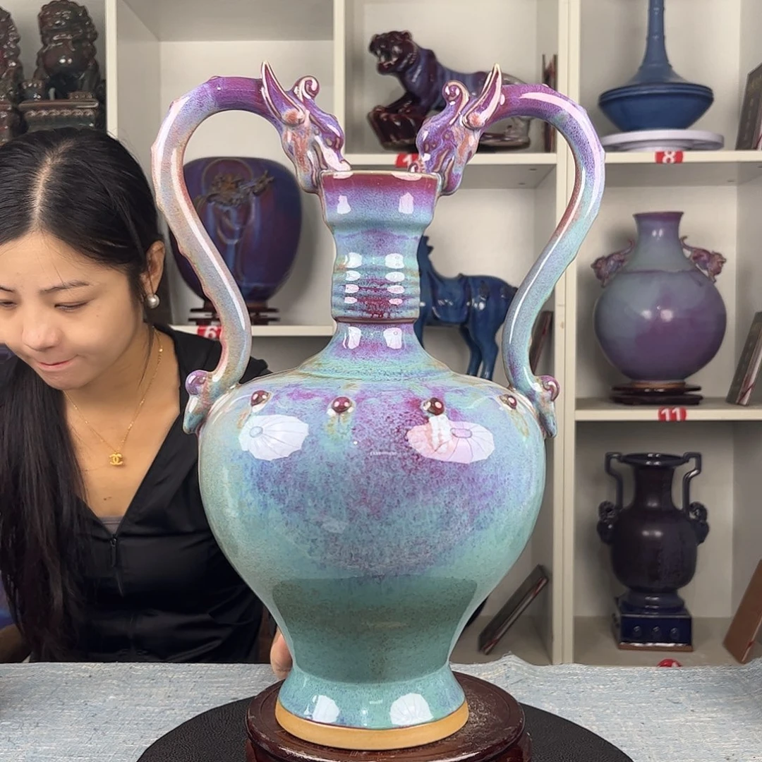 瓷片摆件……双龙瓶。