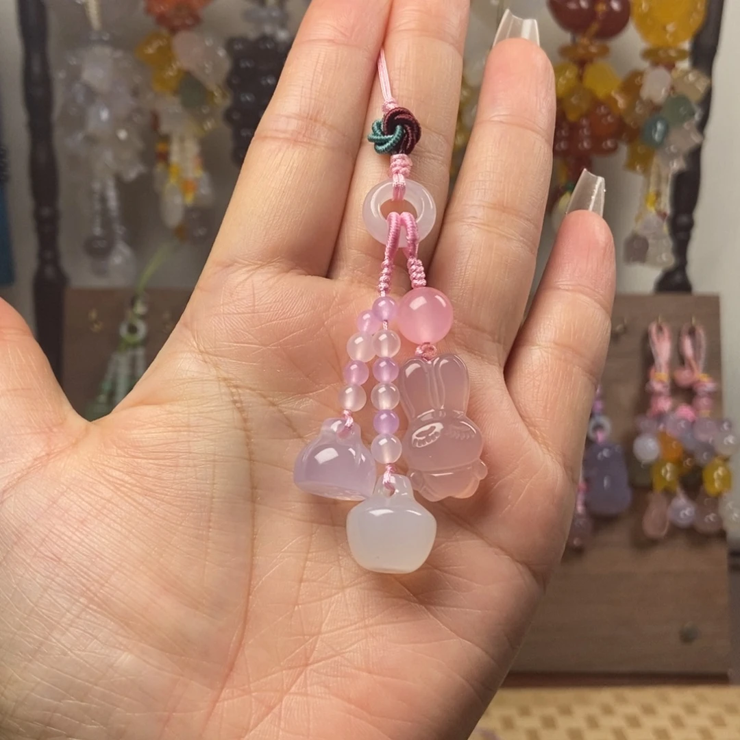新品粉兔精致手机链
