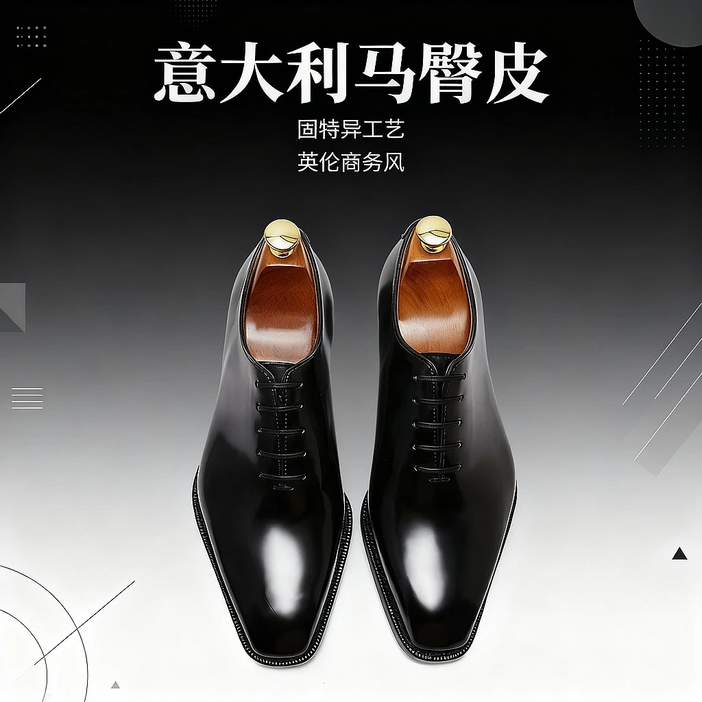【体验价-马臀皮】意大利马臀皮牛津鞋男爵世家商务手工皮鞋英伦风