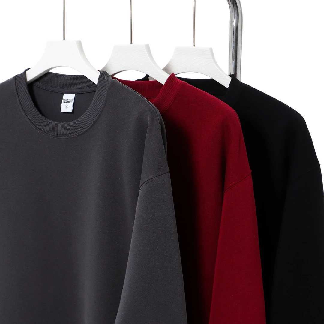 加绒加厚圆领套头卫衣男女潮牌基础款宽松纯色情侣衫