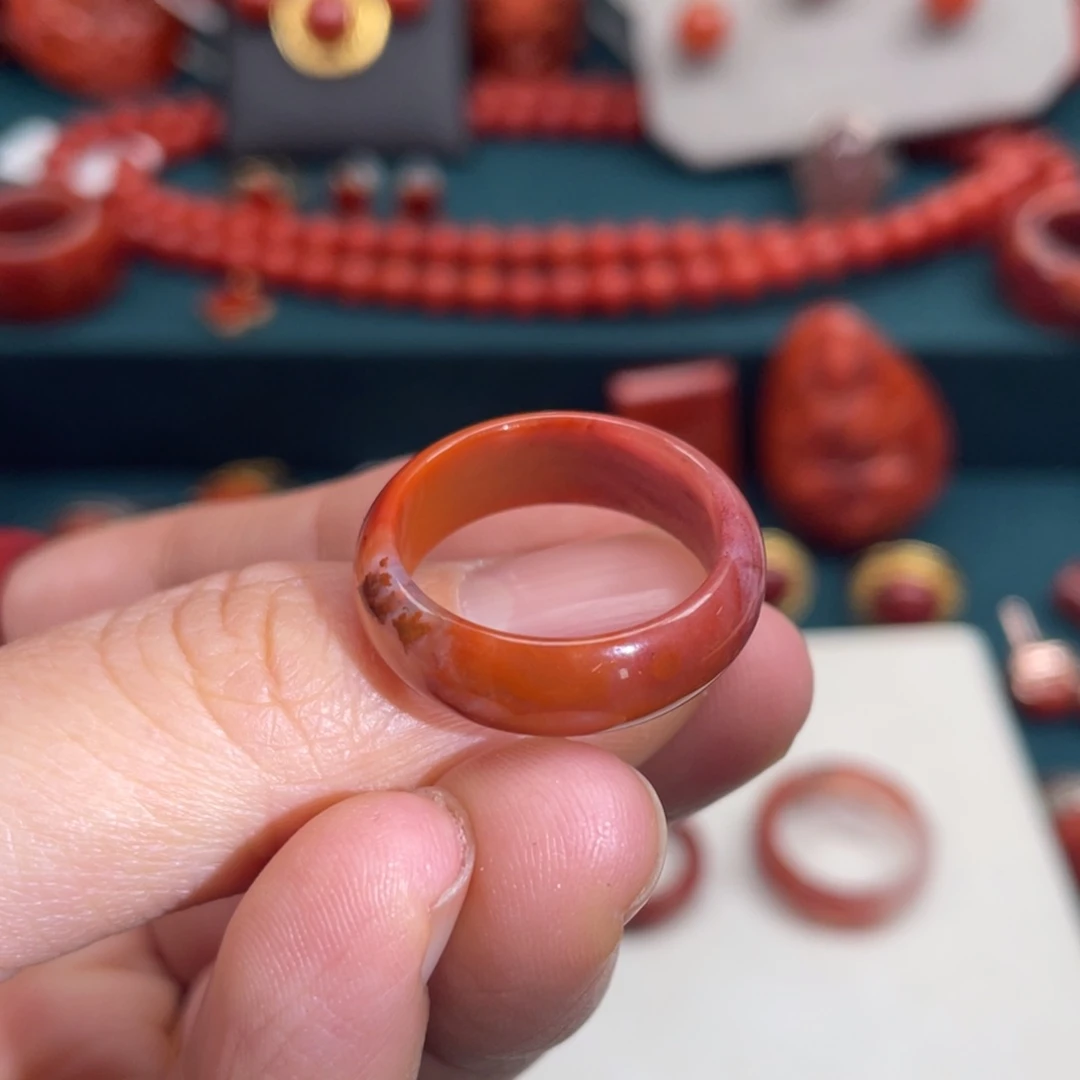 南红玛瑙川料南红满肉戒圈18+未镶嵌