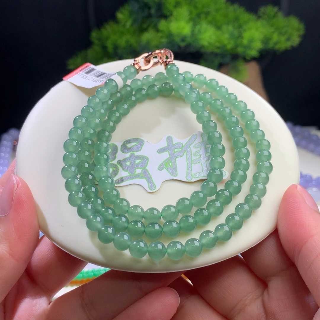 未镶嵌手串翡翠冰晴绿卡6