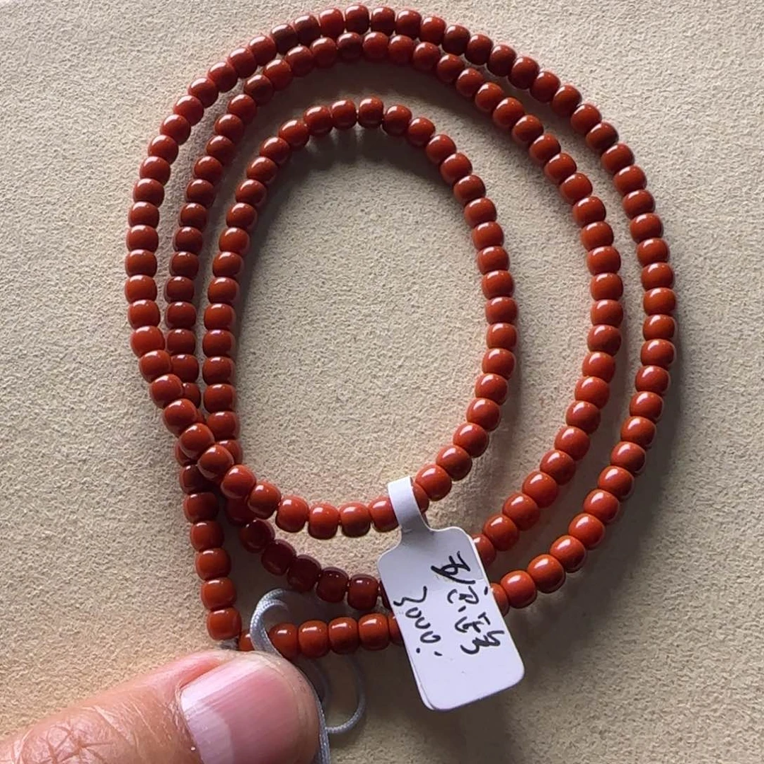 南红玛瑙手链未镶嵌4.5mm五岔路锦红老型