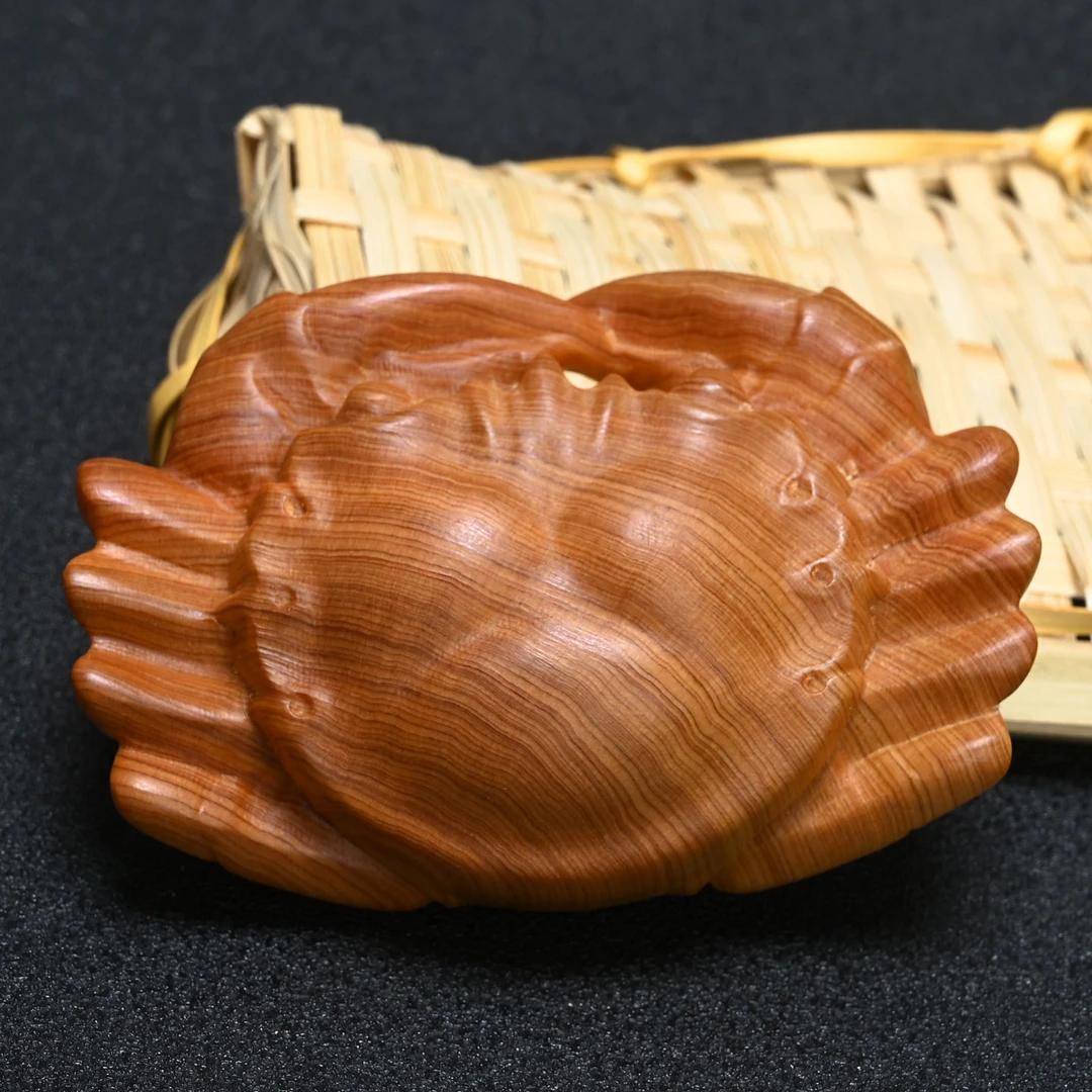 崖柏木陈化料八方来财螃蟹手把件长7.6cm纵横天下文玩饰品工艺品