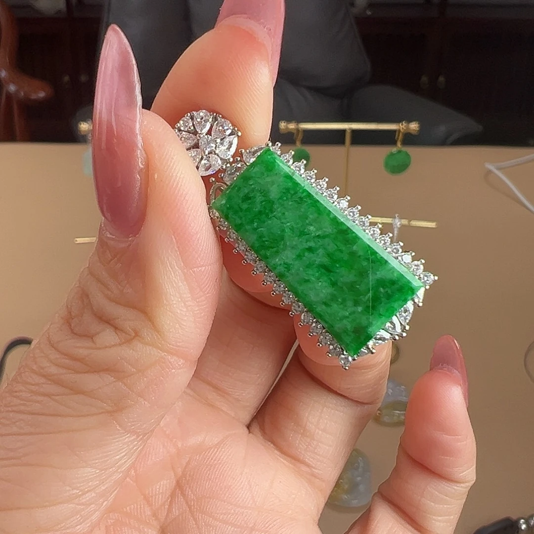 翡翠银S925镶嵌颈饰吊坠