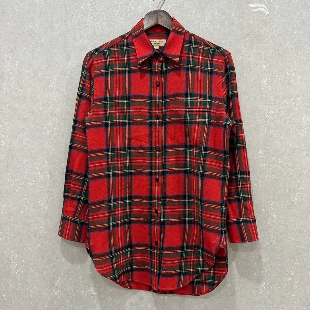 99新 BURBERRY/博柏利 经典格纹长袖翻领衬衫外套 UK4码004316