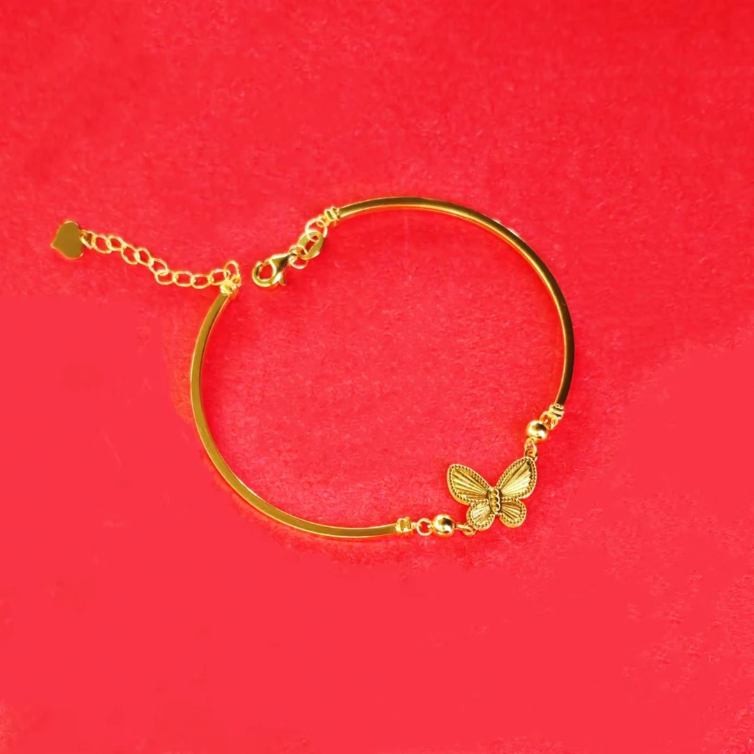足金999蝴蝶半镯手链精美百搭#01462