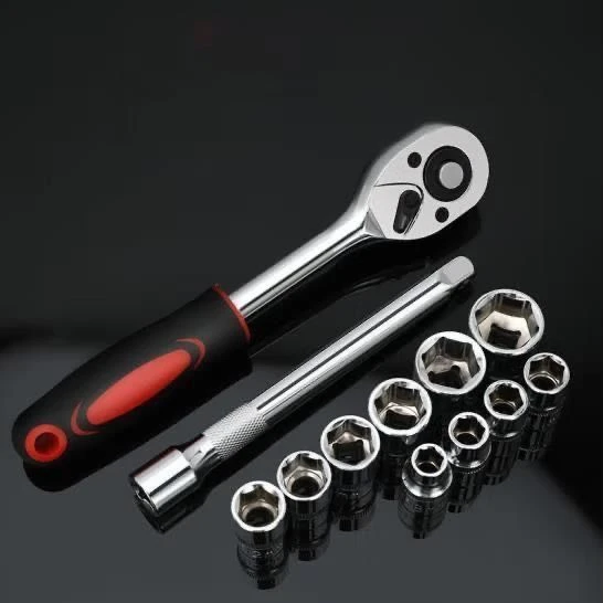 小飞12件套棘轮扳手省力快速修车套筒工具汽车摩托车手动套筒扳手