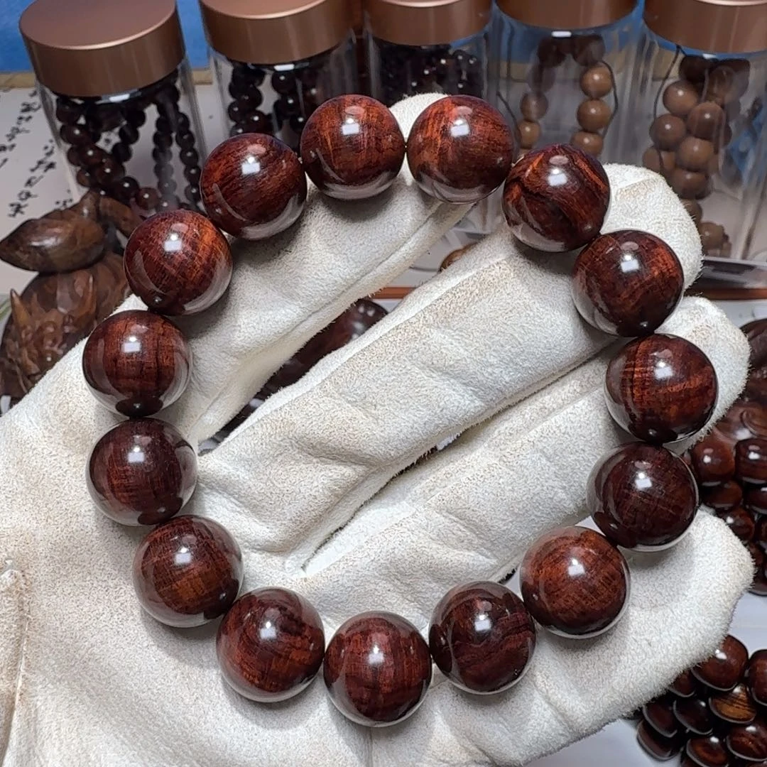 黄花梨/降香黄檀手串/手链海南黄花梨精工1.5紫油梨荧光波