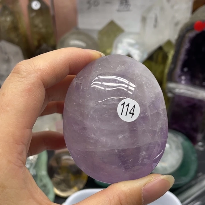 水晶珠宝半成品未镶嵌114紫水晶手持