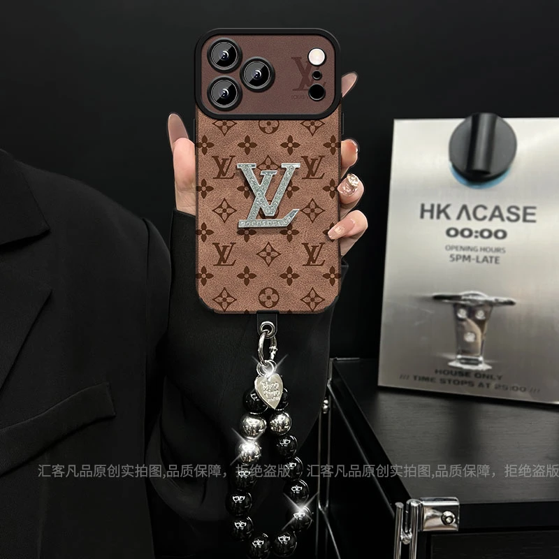 适用【苹果/oppo/华为/vivo/小米】大视窗棕色老花小羊皮潮牌手机壳