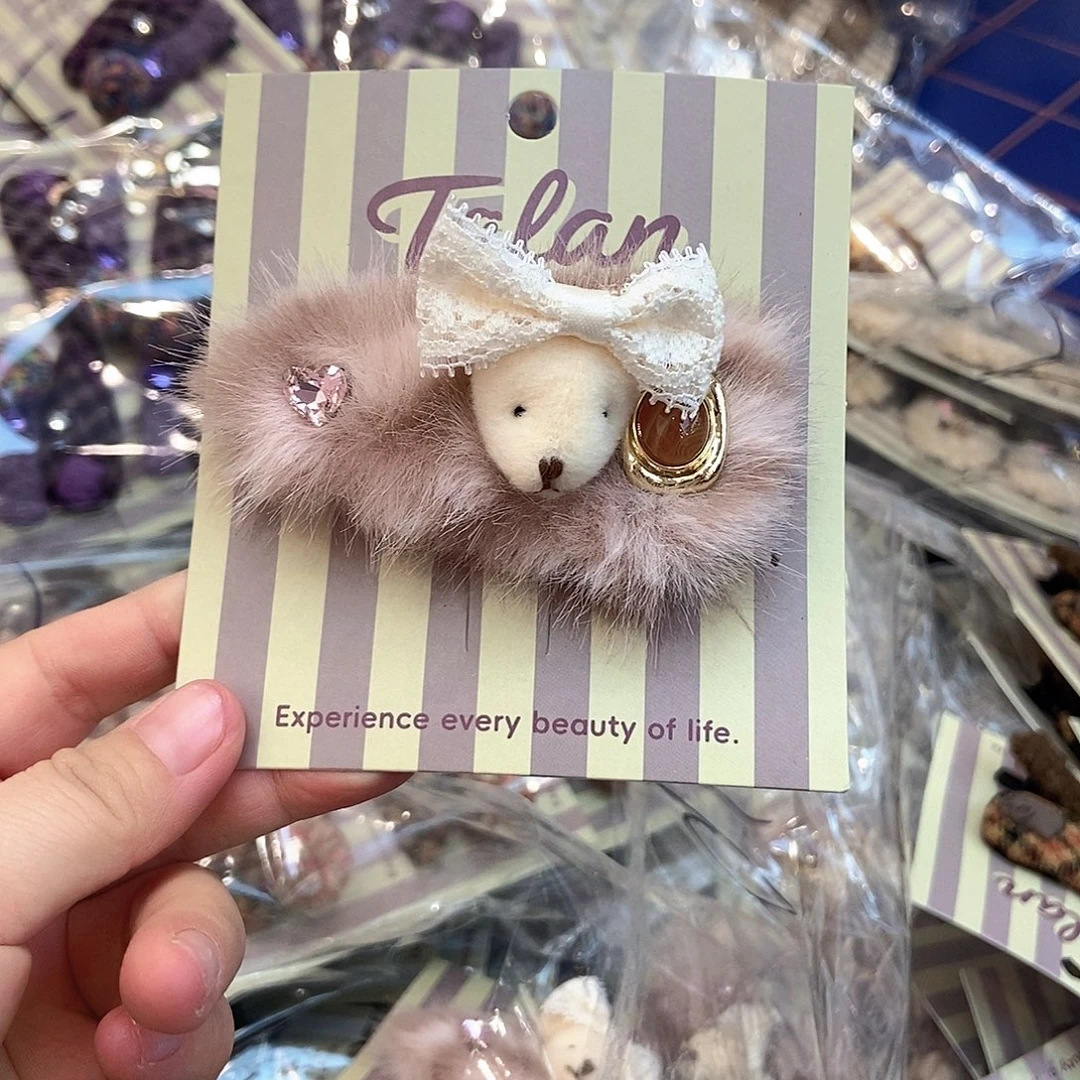 布艺非金属粉嫩嫩的发夹掰掰夹