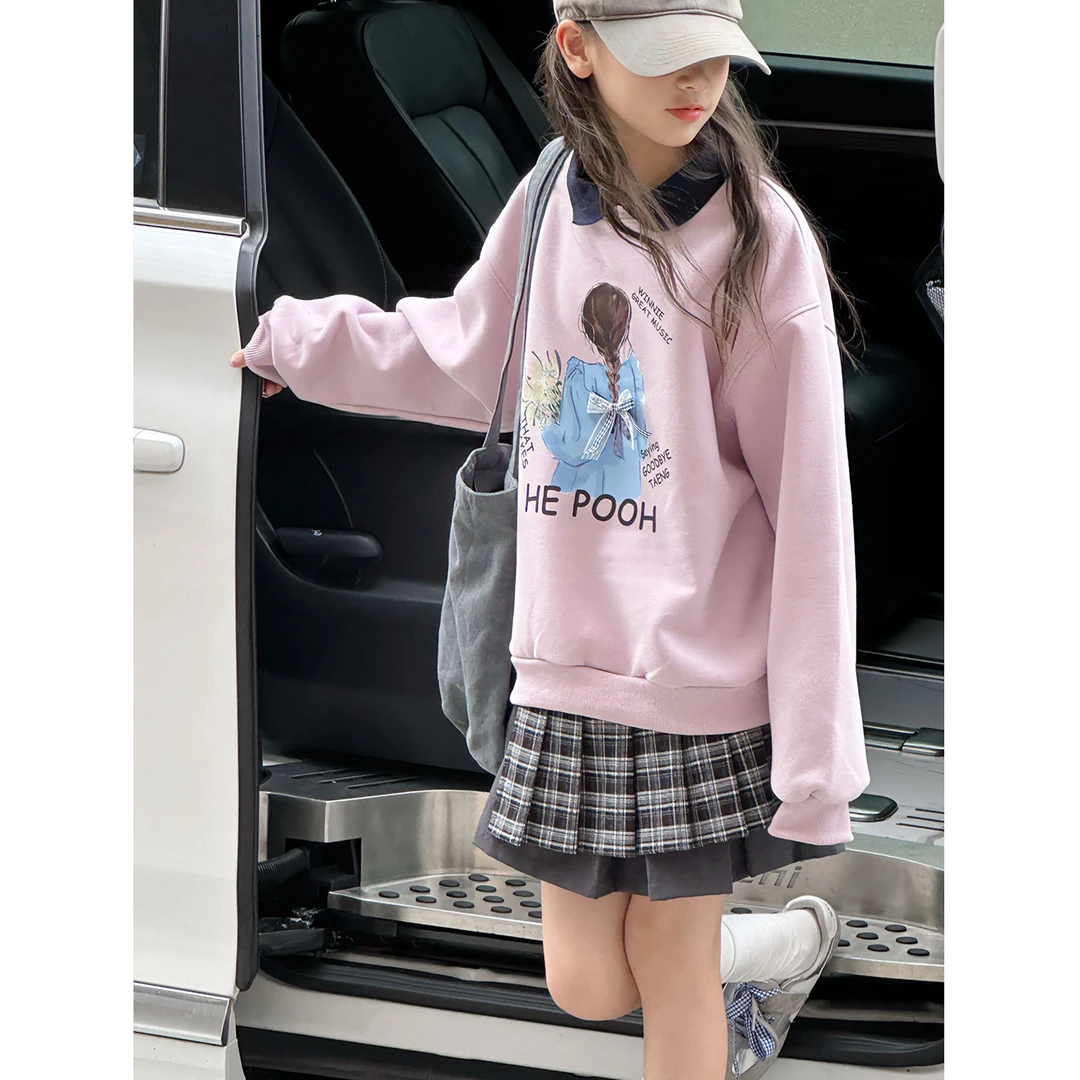 K29547孙小美韩系女童polo衫卫衣2025秋装新款儿童长袖上衣服春秋