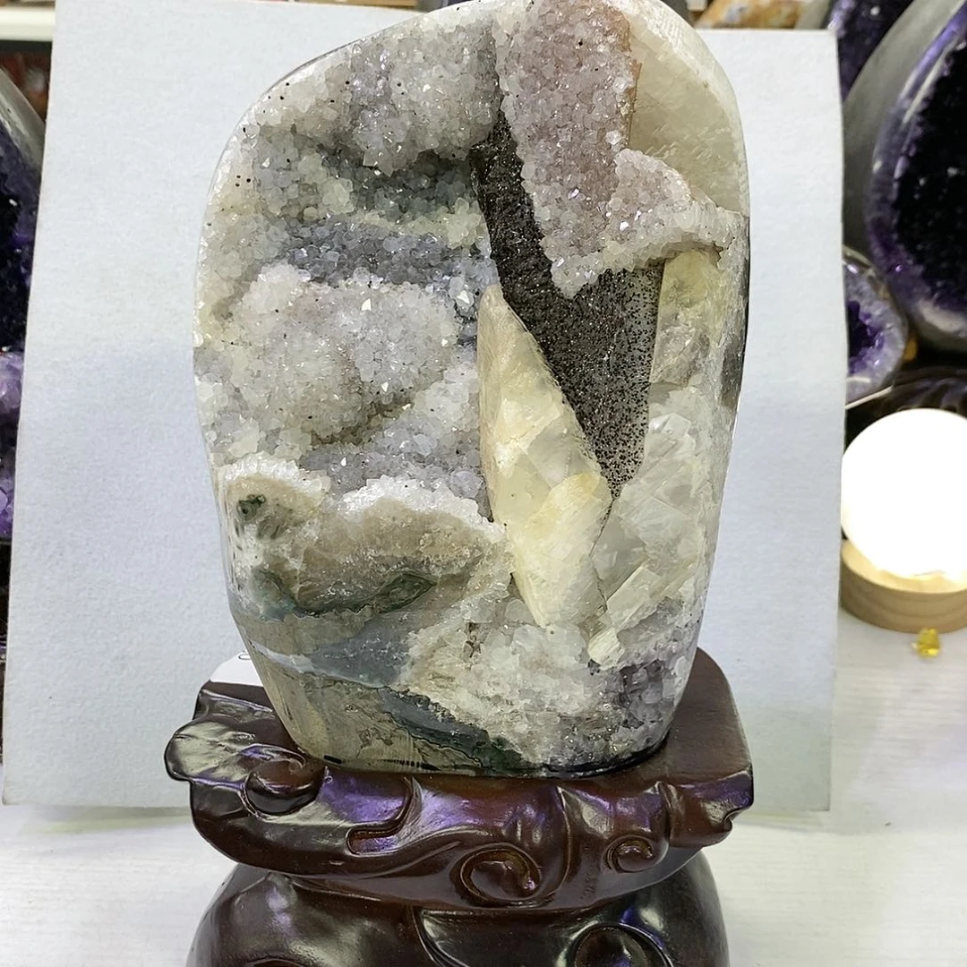 银S925镶嵌紫晶大型摆件（非配饰）