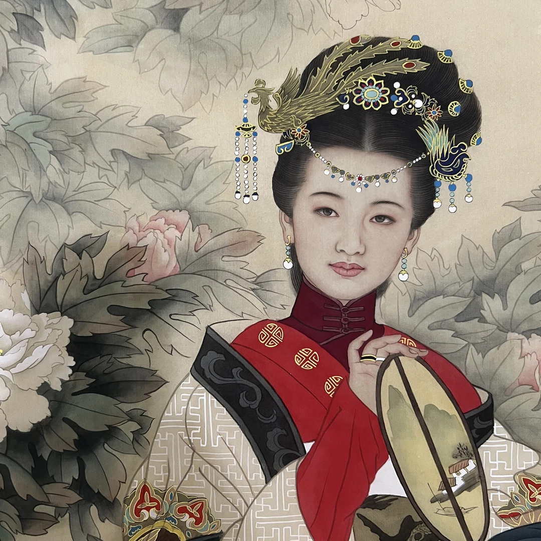 装饰画《国色天香》 画芯 尺寸：112*77cm绢本1