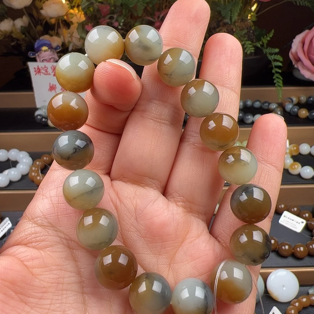 和田玉未镶嵌手链新疆若羌精品颗颗楼兰三色卡12