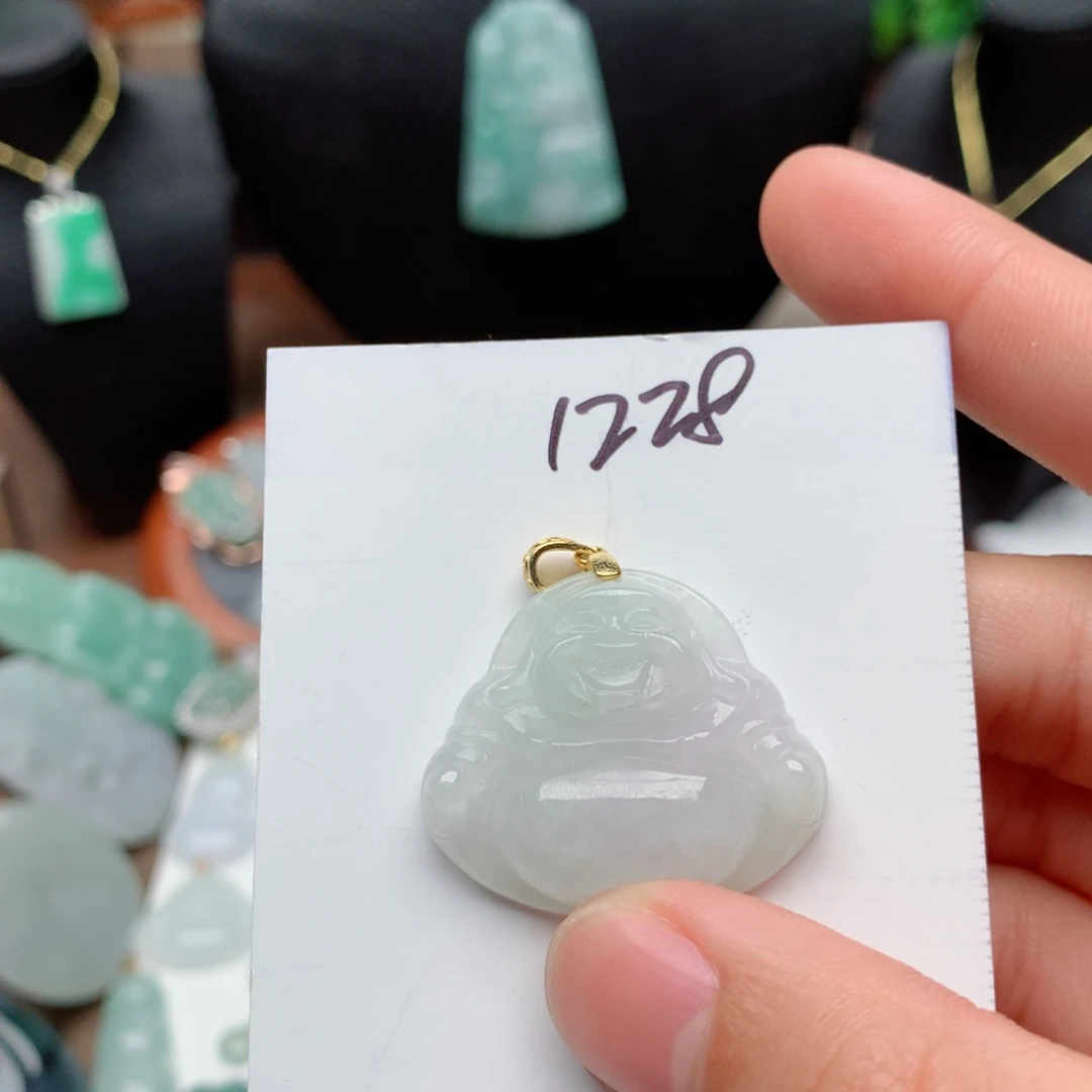 翡翠颈饰银S925镀金镶嵌吊坠