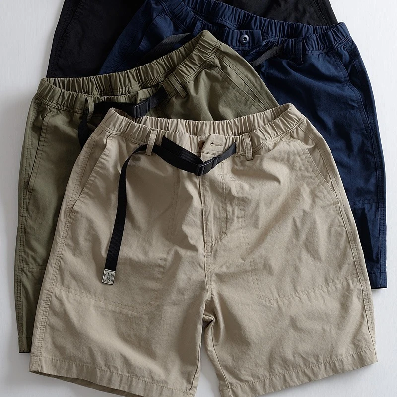 轻薄夏日系户外工装裤松紧腰速干宽松短裤男款男式休闲五分裤