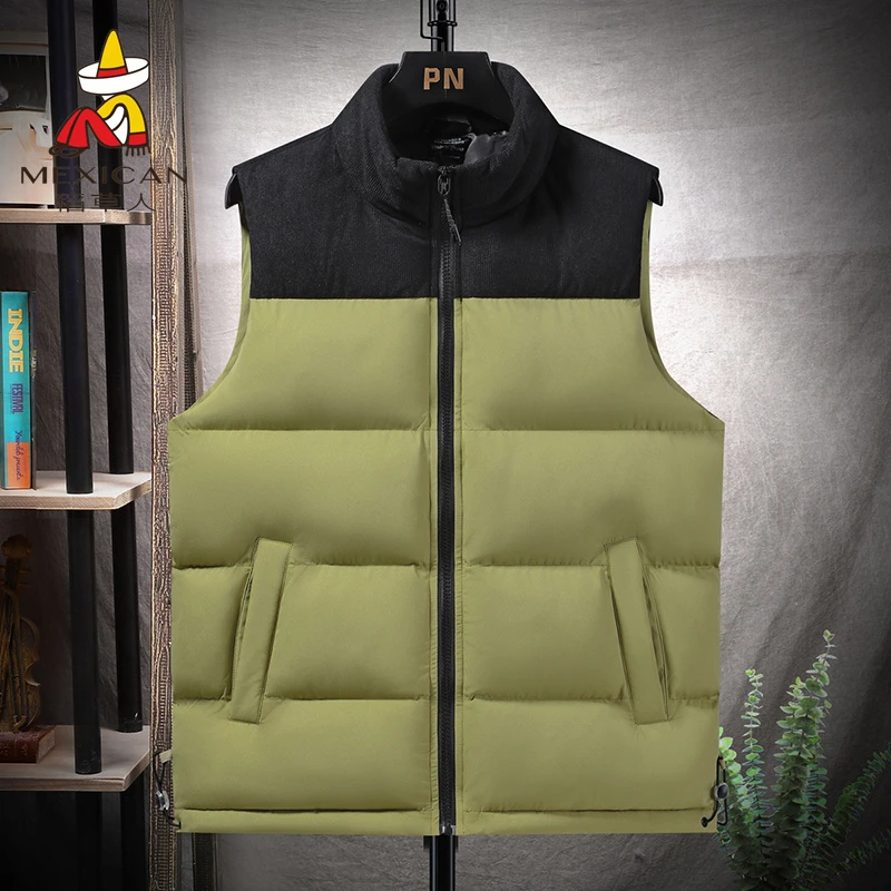 稻草人修身型标准马甲新款秋冬厚款纯色常规款立领保暖韩版拼接