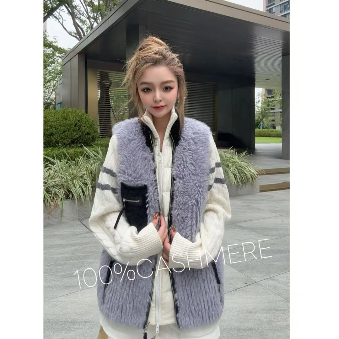 【高奢藤编马甲】252542秋冬日系复古拼接款羊绒保暖马甲