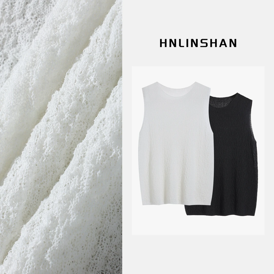 HNLINSHAN【泡泡】无袖针织亚麻背心BXZ3005
