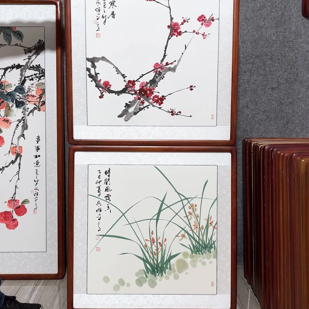 国画书画作品带框63×63