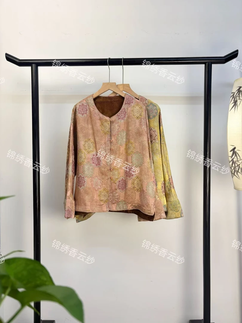 丝韵·老料圆领宝相花外套双面双穿 40姆米